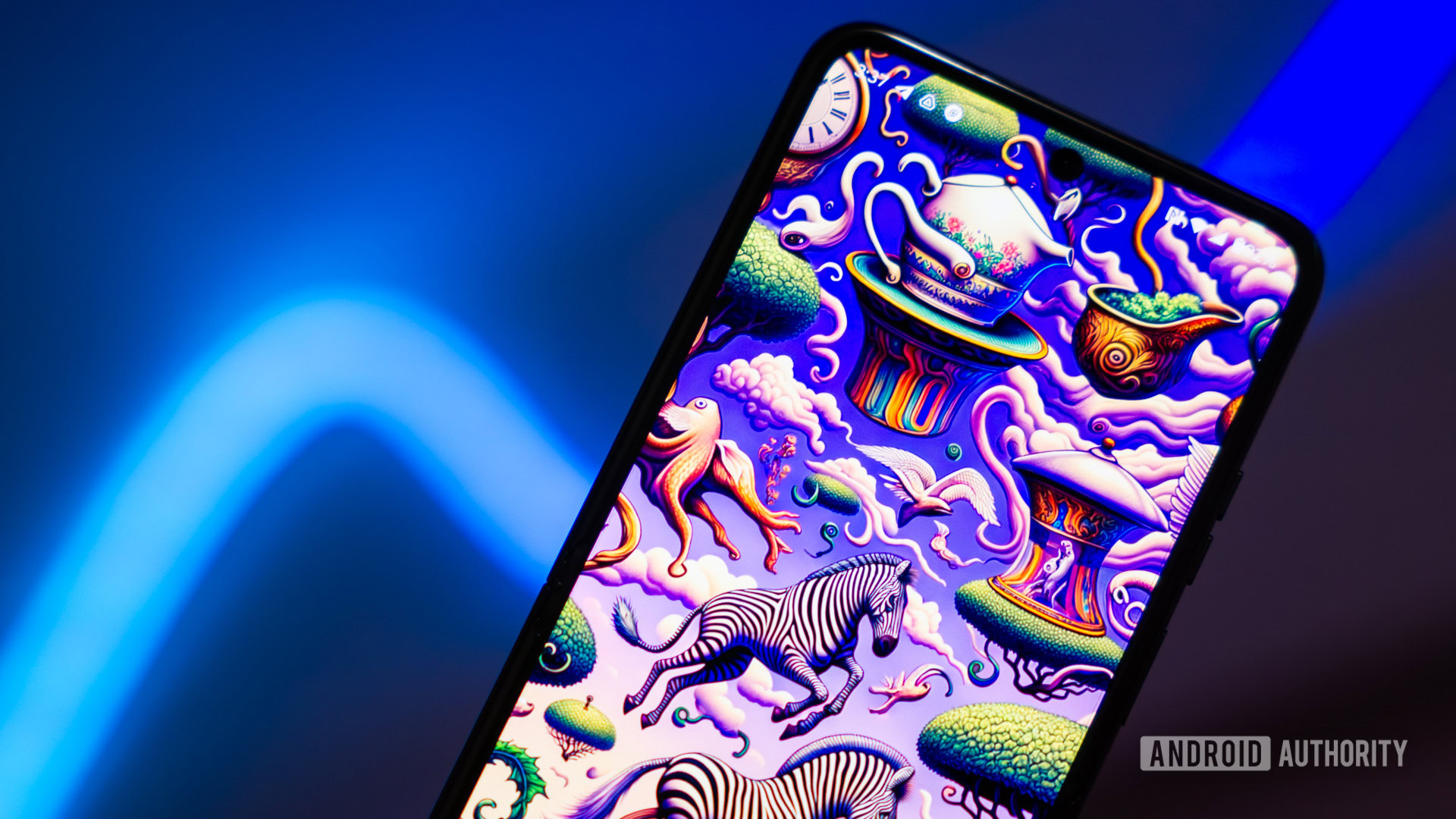 Stock photo of smartphone with an eccentric wallpaper