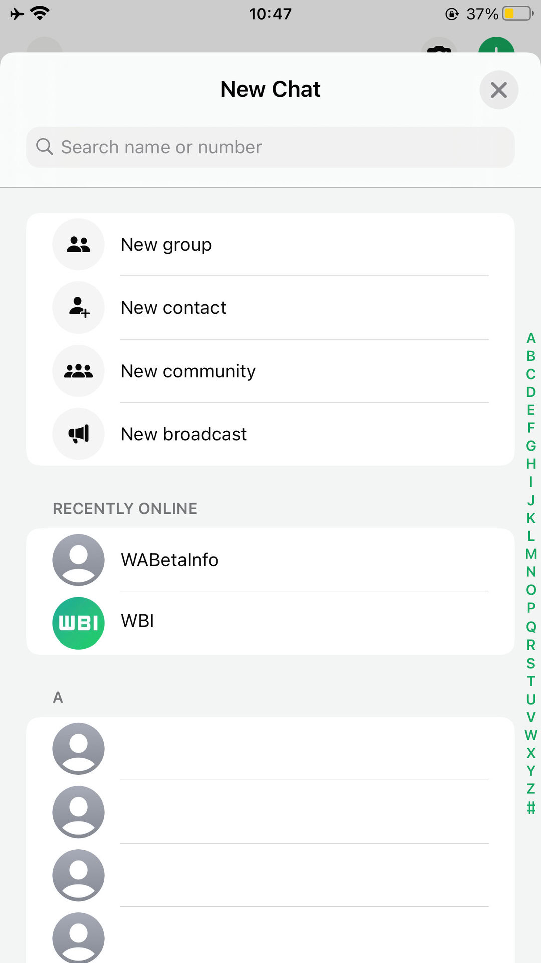 WhatsApp RECENTLY ONLINE CONTACTS IOS