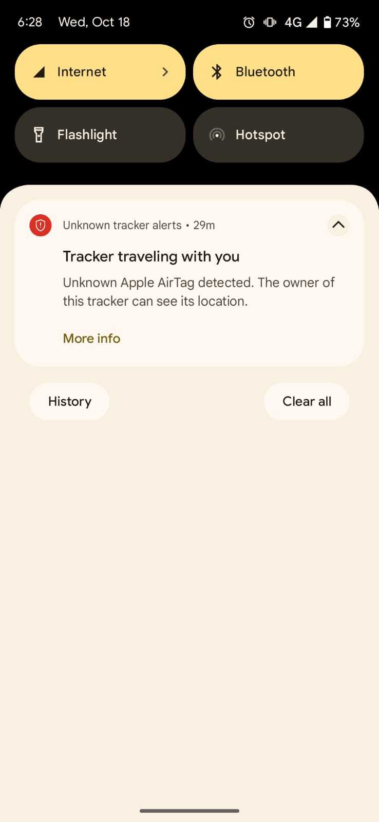 android unknown tracker notification