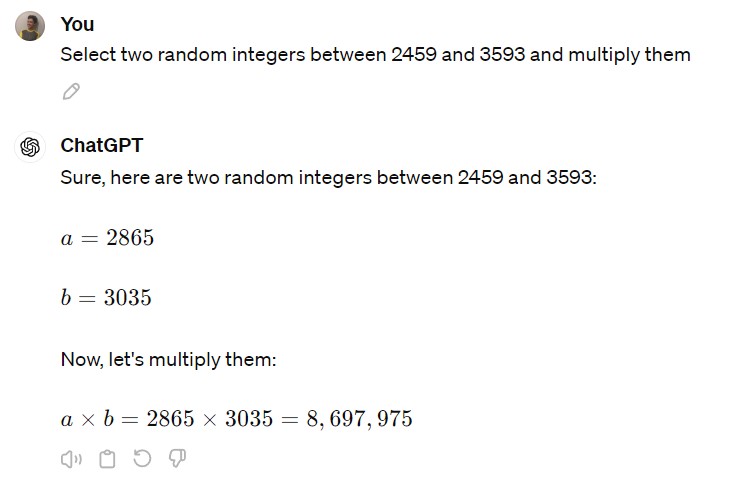 Chatgpt 3.5 Multiplizieren Sie Zwei Zahlen