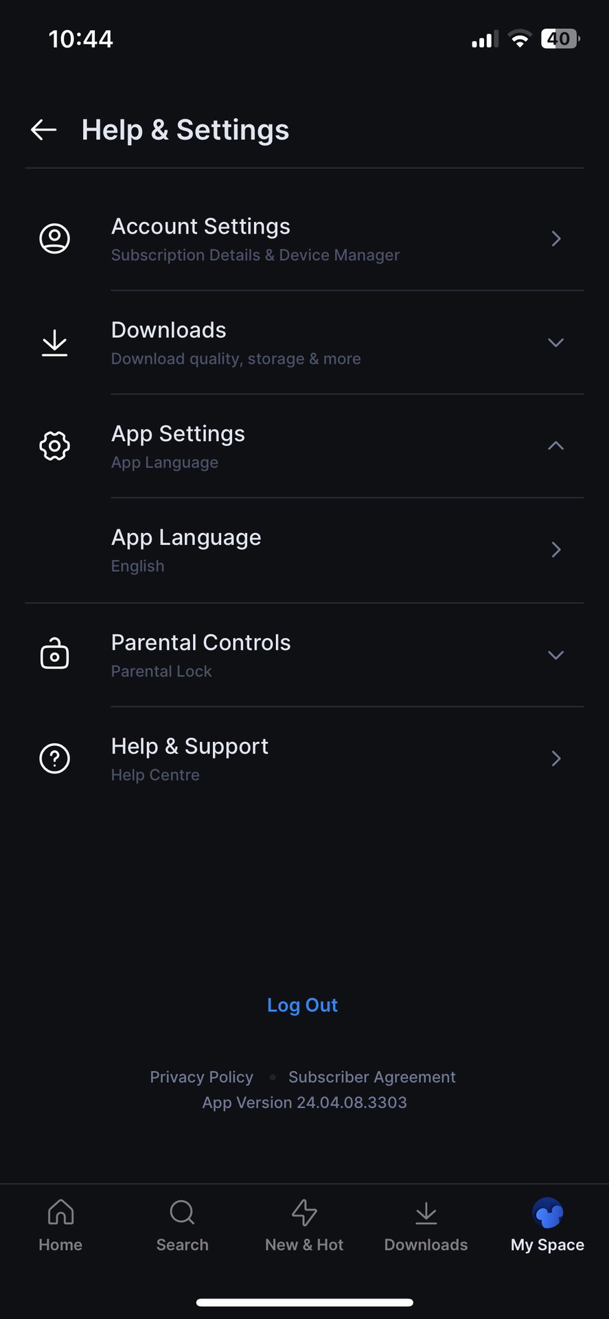 ios app settings menu disney