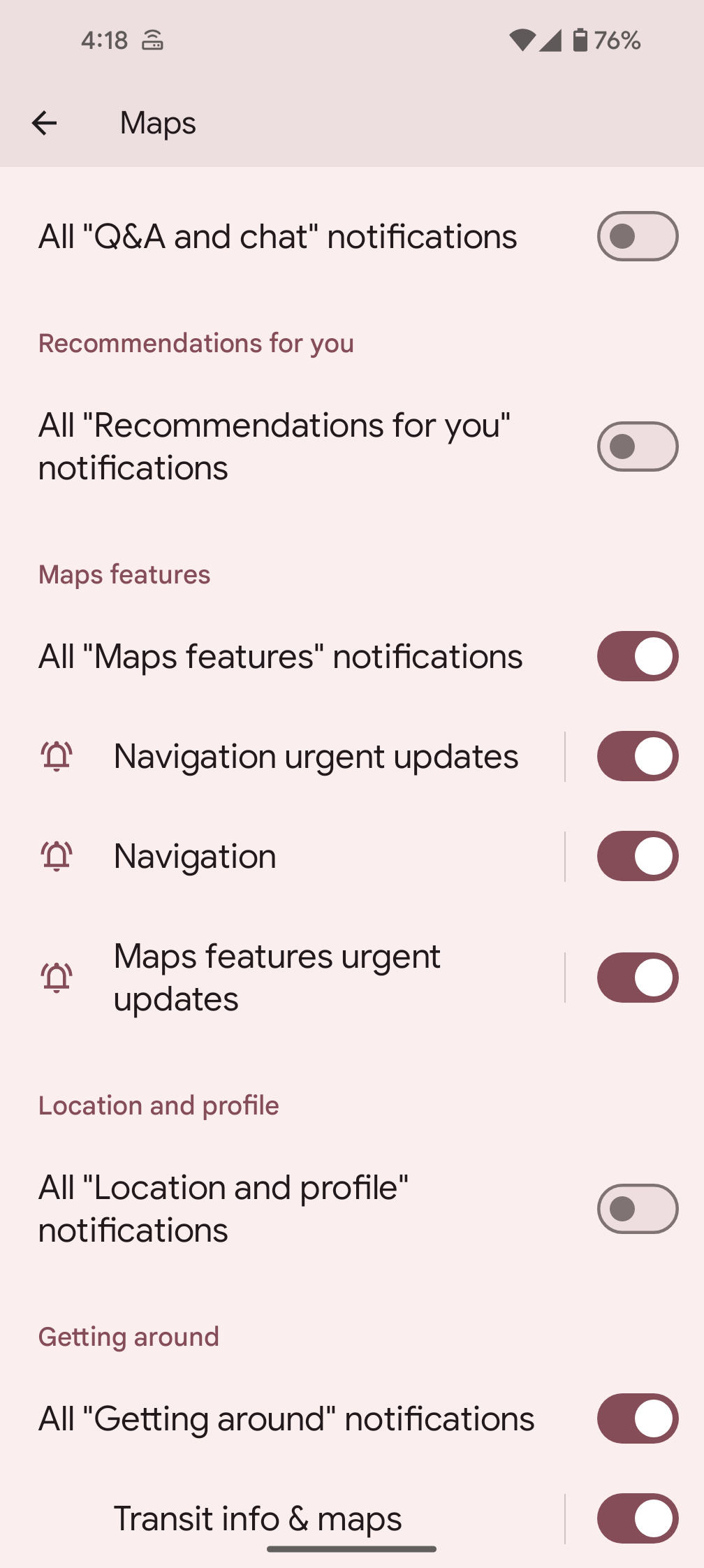 Google Maps pixel screenshot notification channel