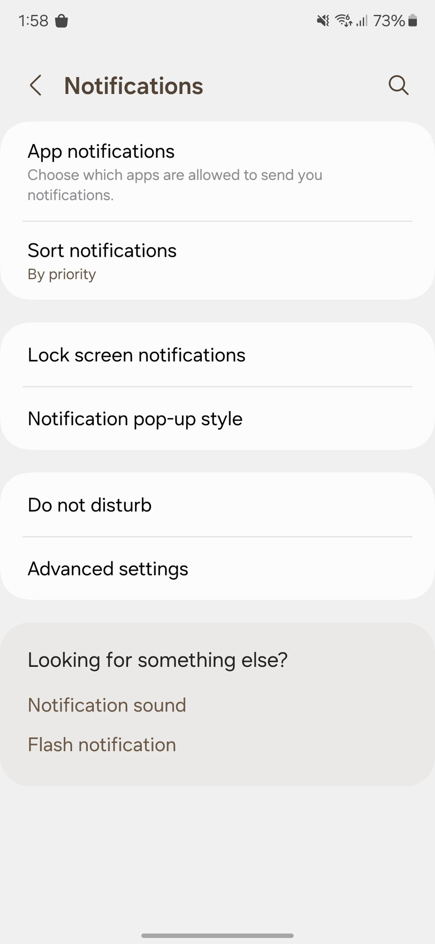 Samsung Galaxy screenshot a UI settings notification