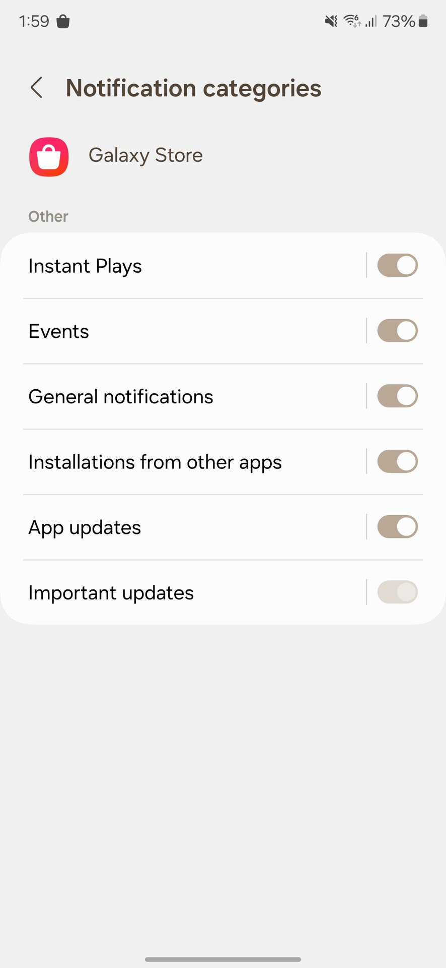 samsung screenshot one ui galaxy store notification categories 1