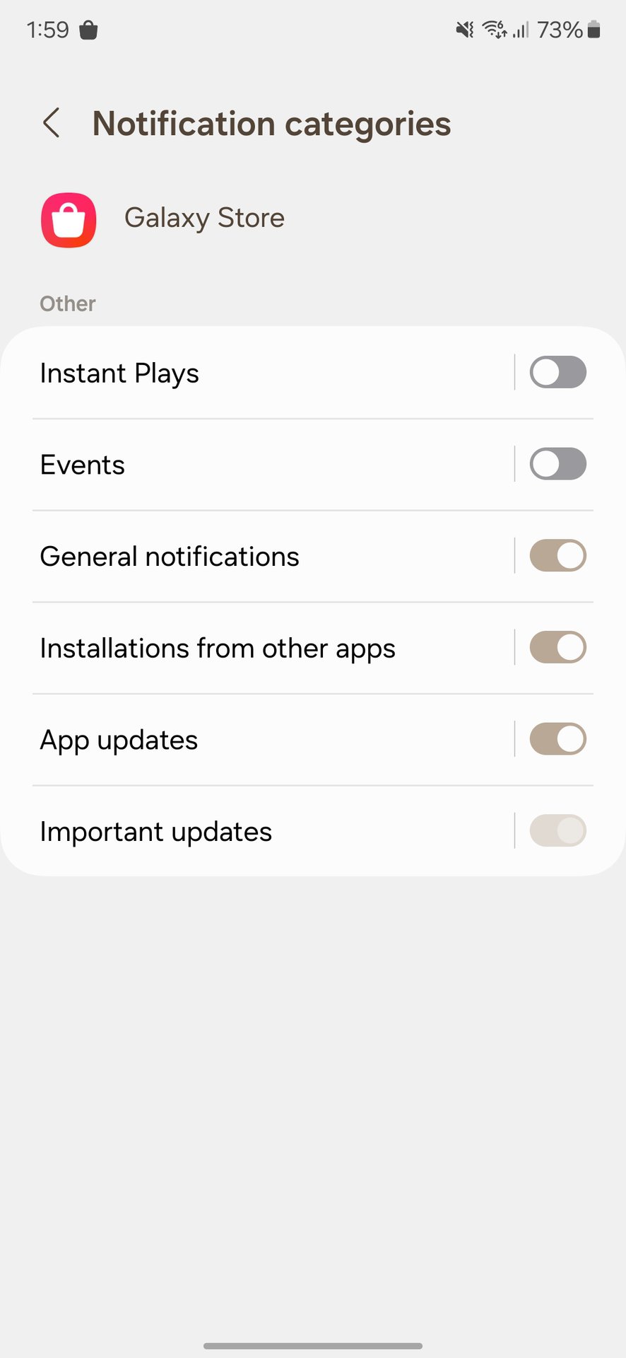 samsung screenshot one ui galaxy store notification categories 2