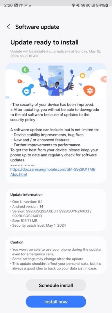 Samsung Galaxy S24 series getting May 2024 update in the US and EU