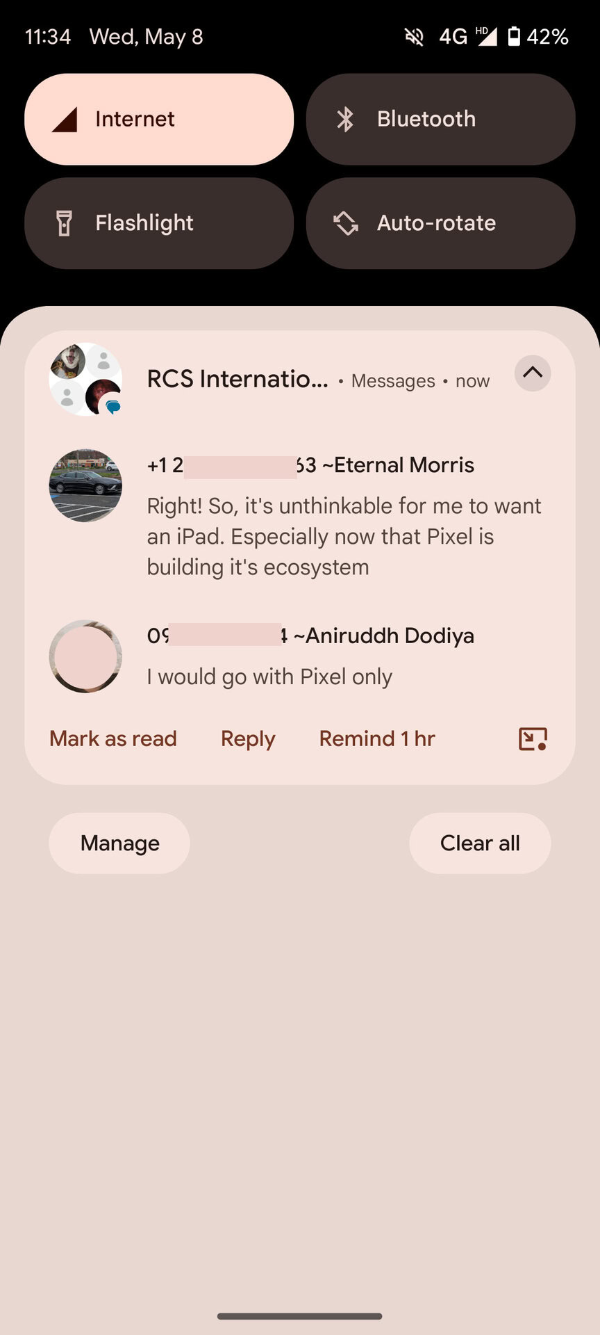 Google Messages notification names