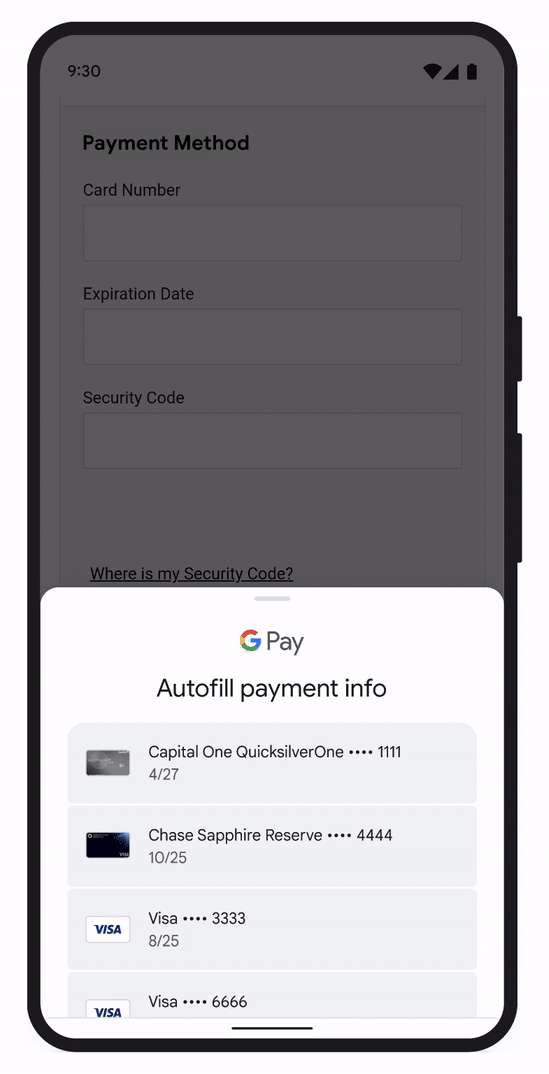 Google Pay autofill verification update