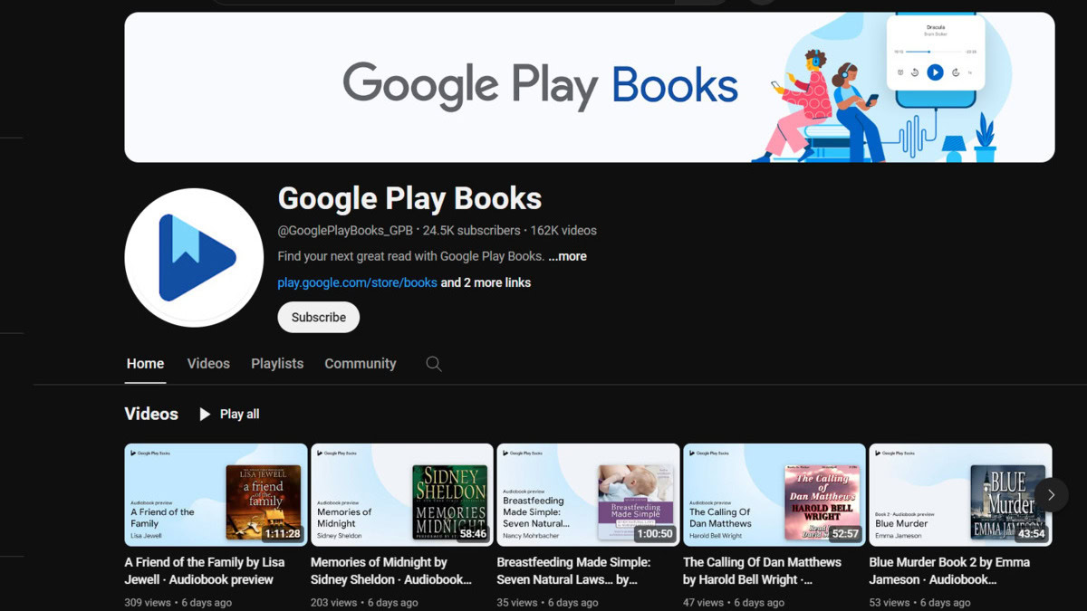 Google Play Books YouTube channel