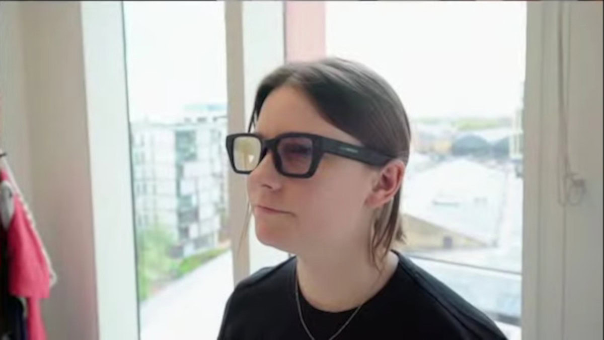 Smart glasses worn during a Google Project Astra demo