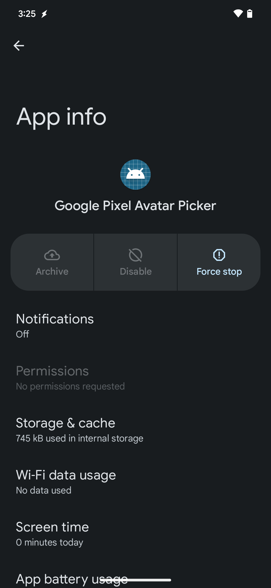 Aplicación Selector de avatar de Google Pixel