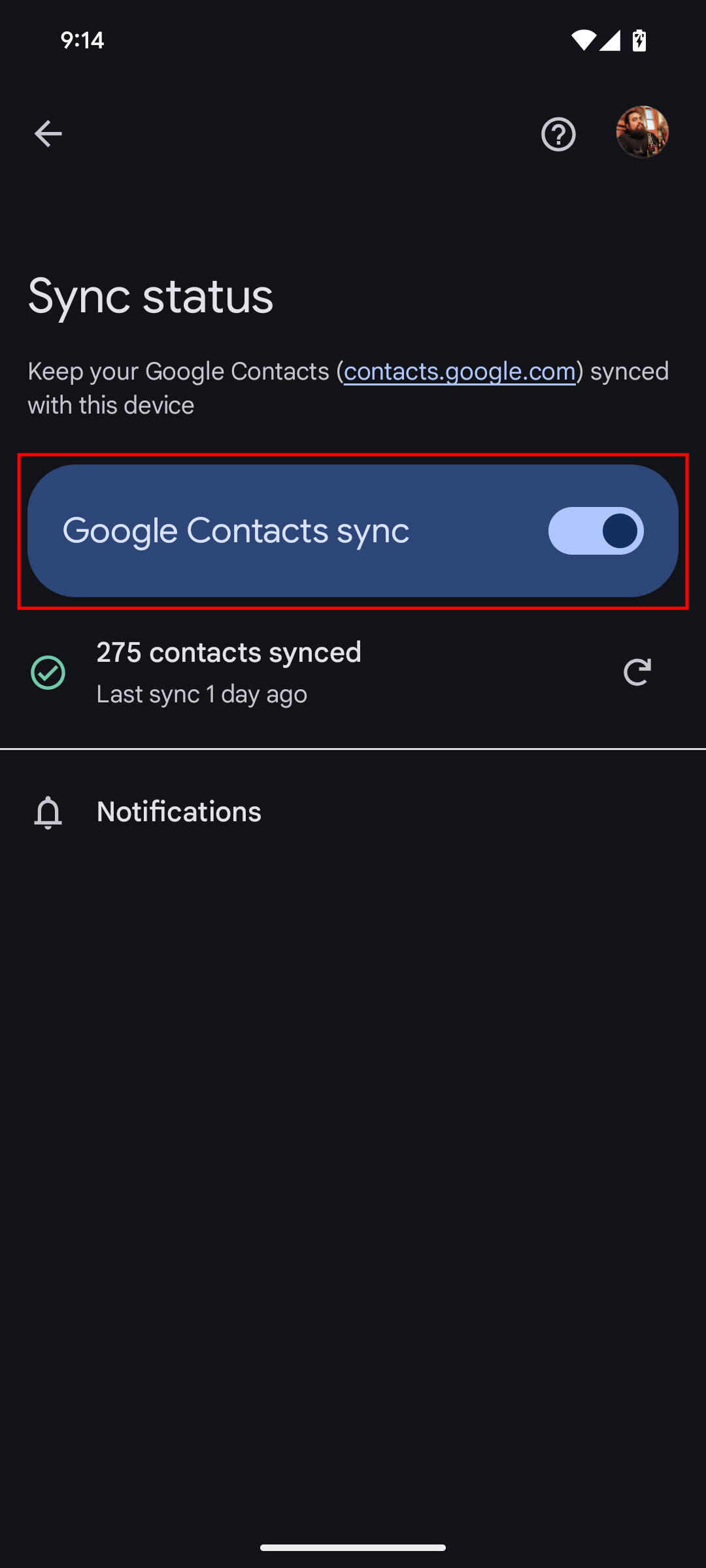 How to turn on Google Sync for contacts on Android 10