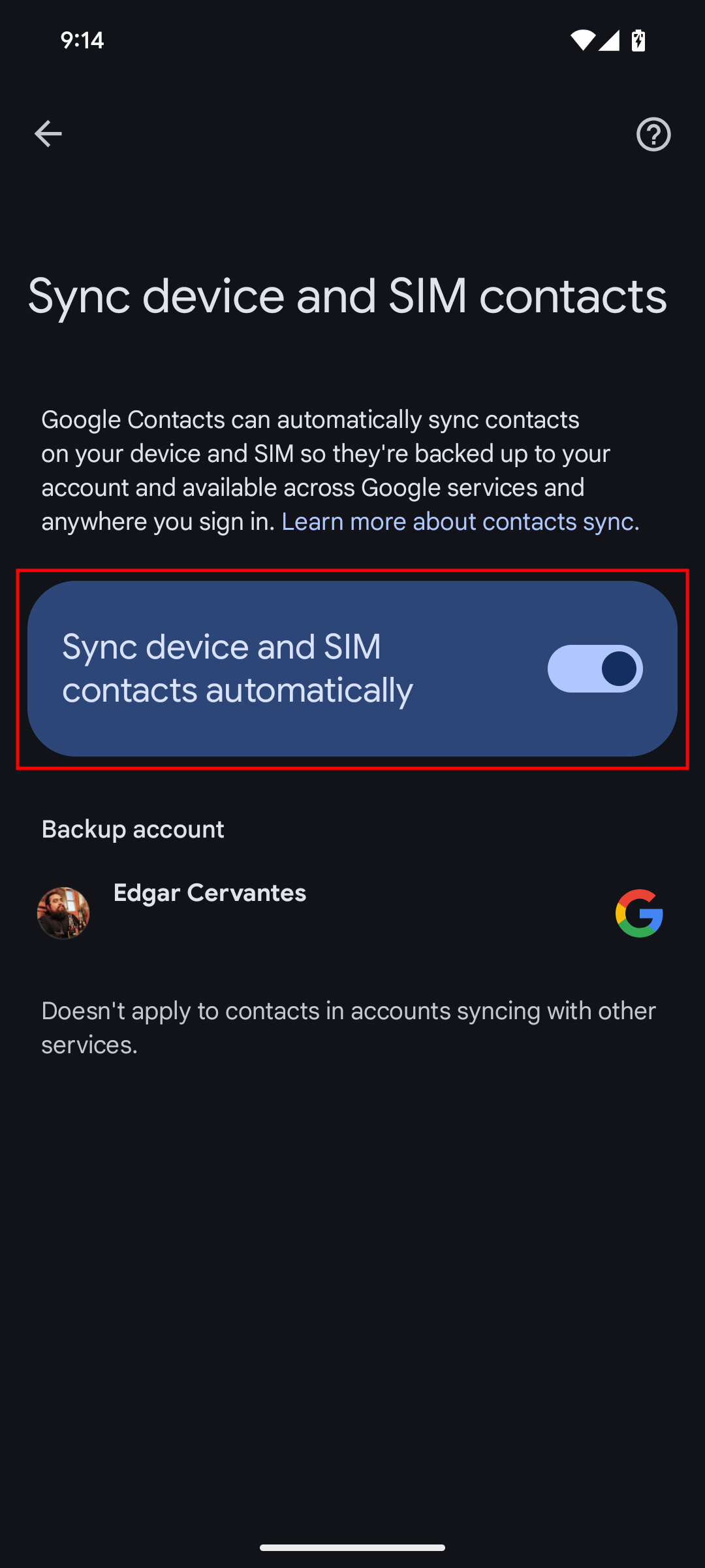 How to turn on Google Sync for contacts on Android 12