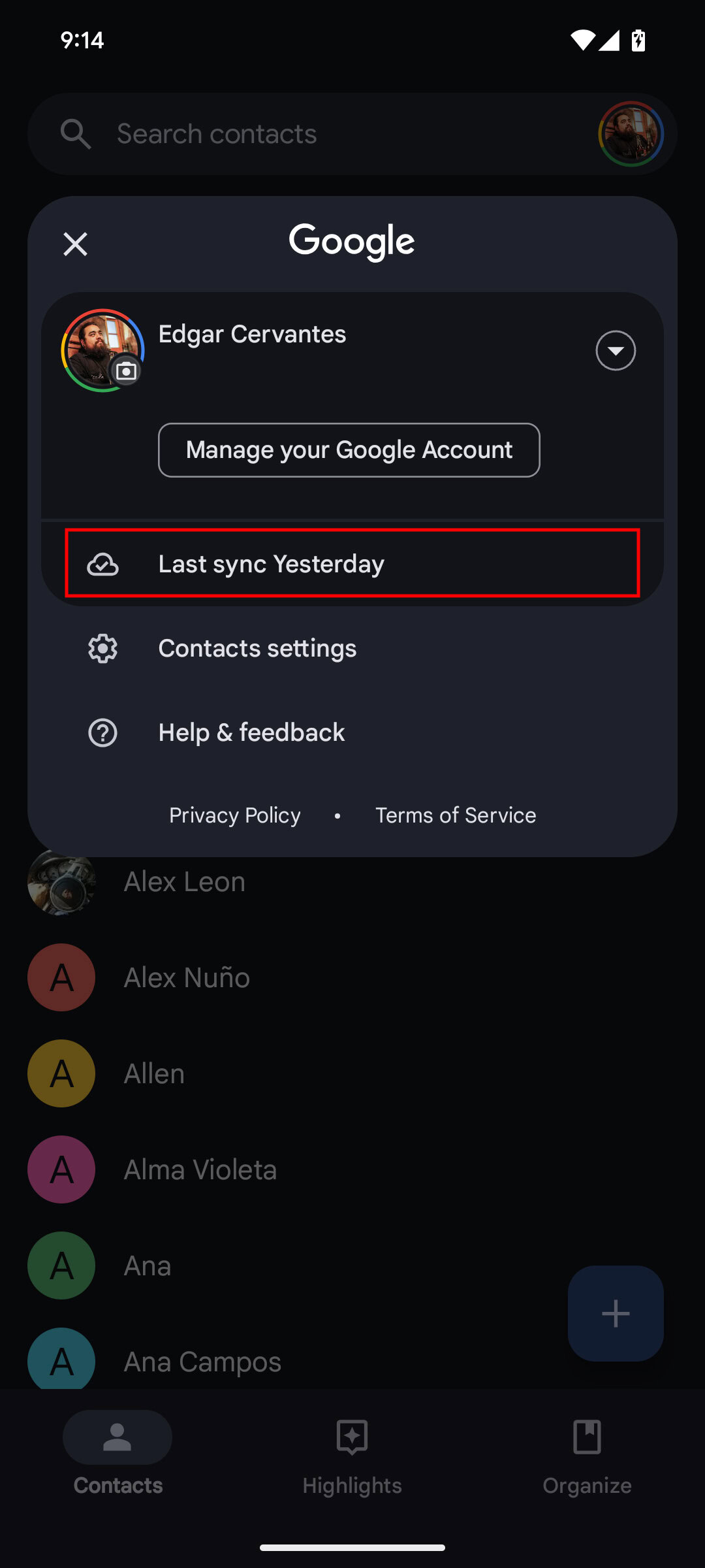 How to turn on Google Sync for contacts on Android 8