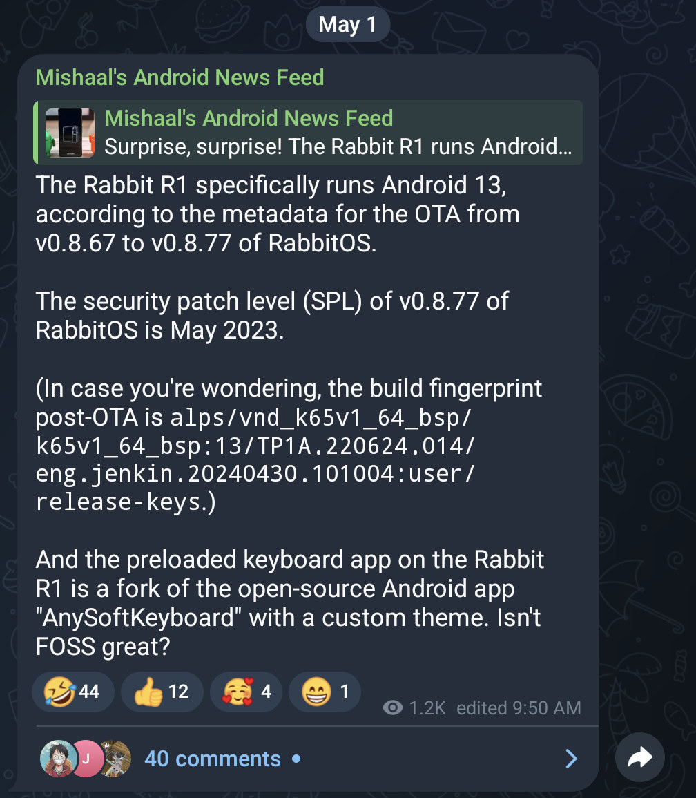 Mishaal Android 13 Rabbit R1