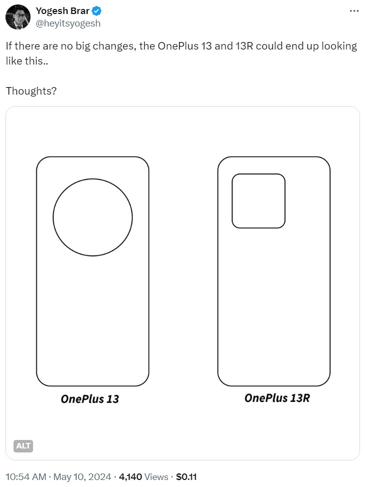 Esquema vazado do OnePlus 13 e OnePlus 13R