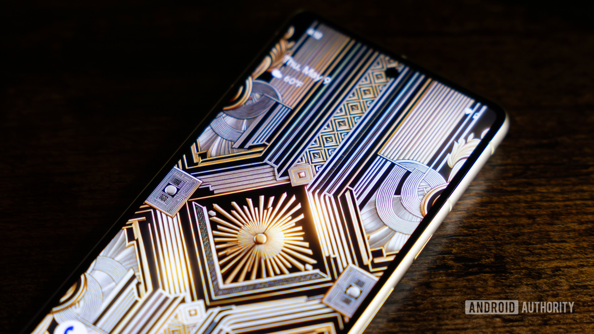 Smartphone with Art Deco wallpaper