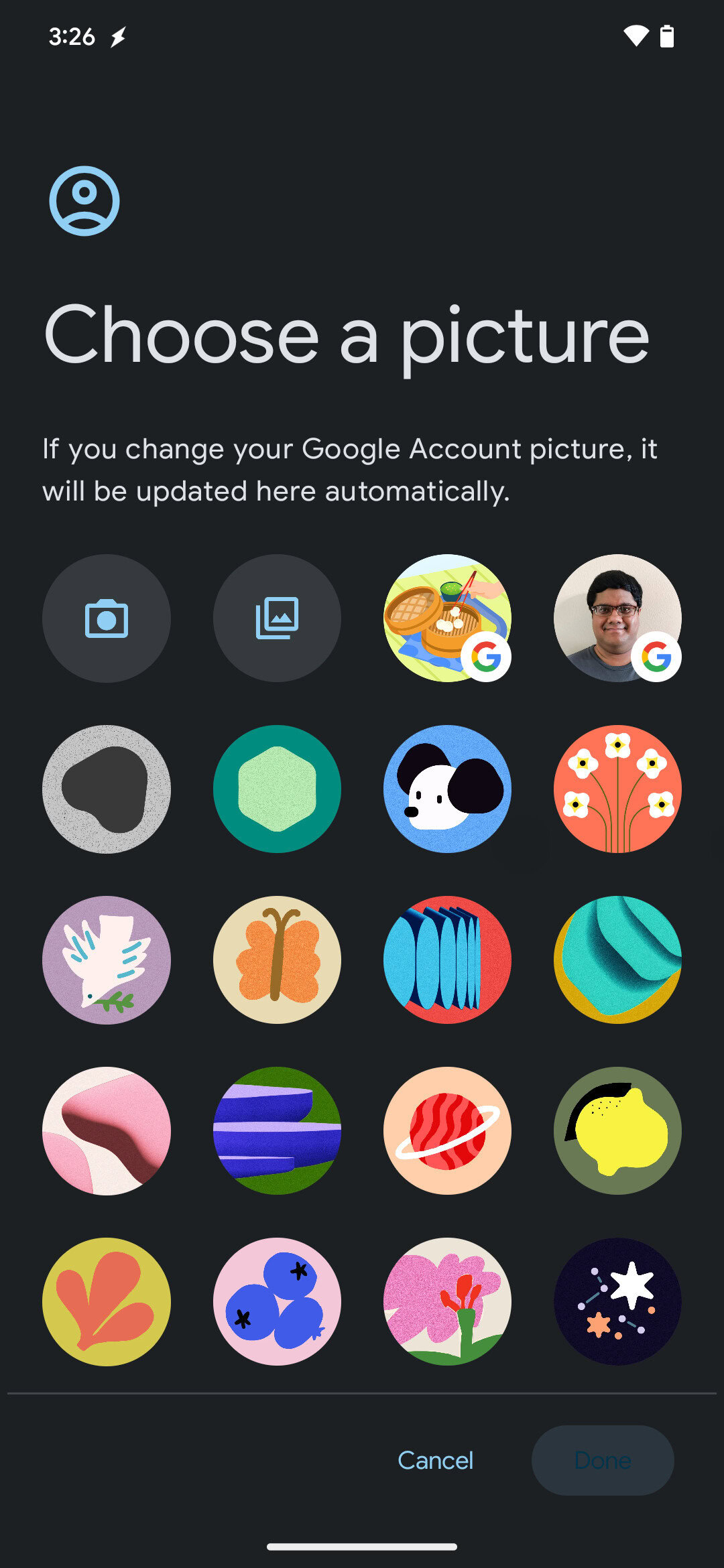 Updated avatar picker in Android 15 Beta 2