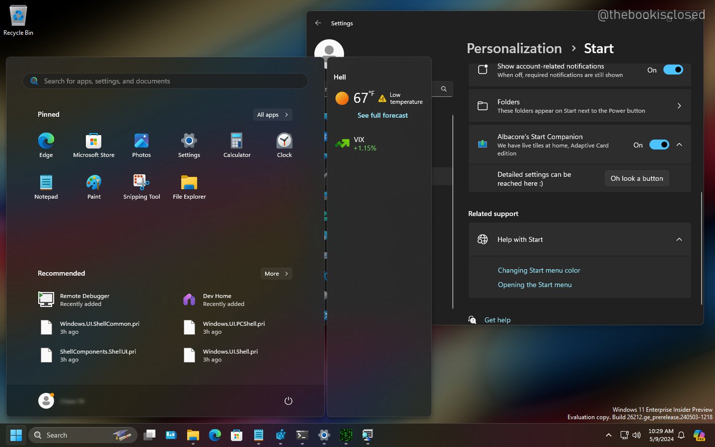 Widgets flutuantes do menu Iniciar do Windows 11 1