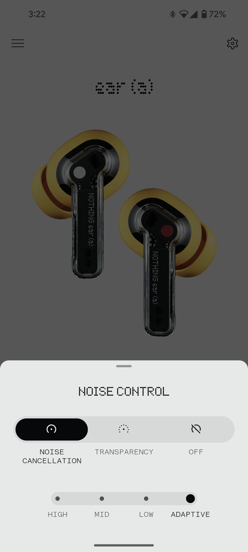 nic x zrzut ekranu aplikacji ucho z redukcją szumów