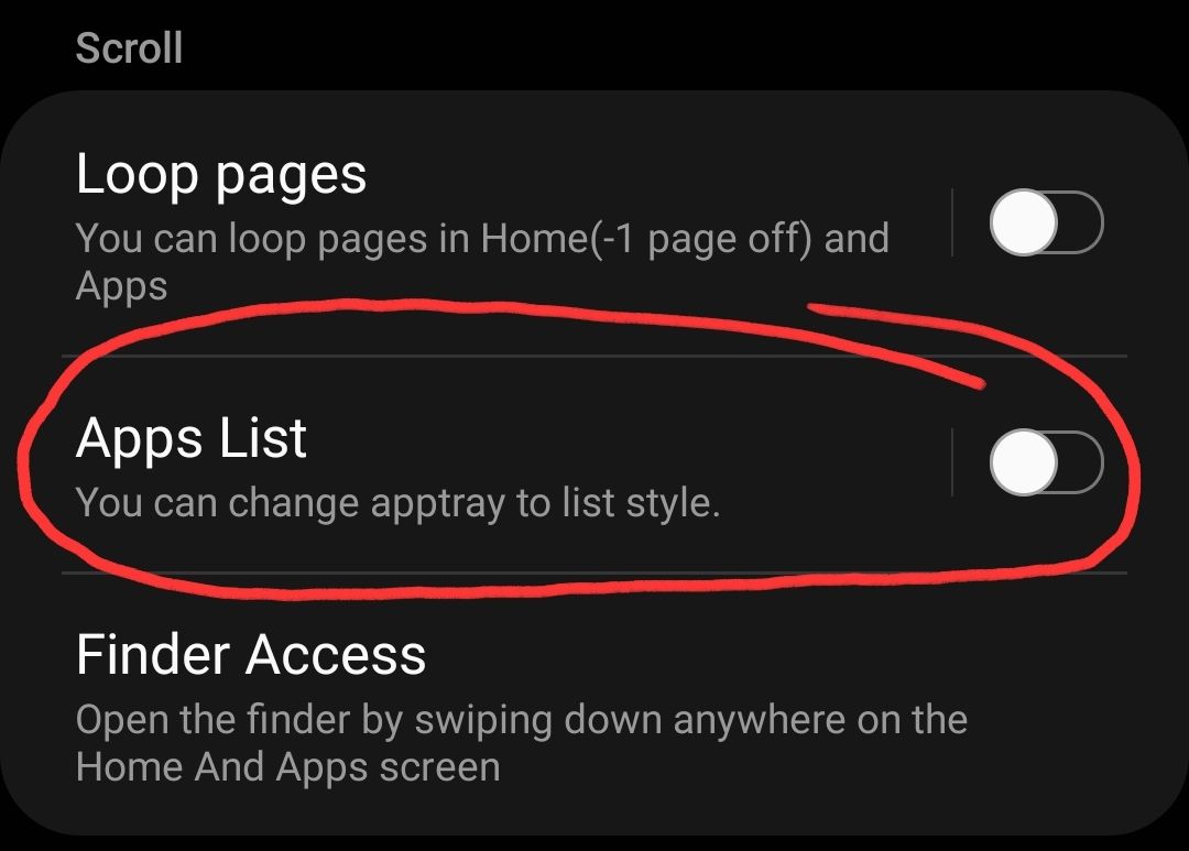samsung good lock home up apps list toggle