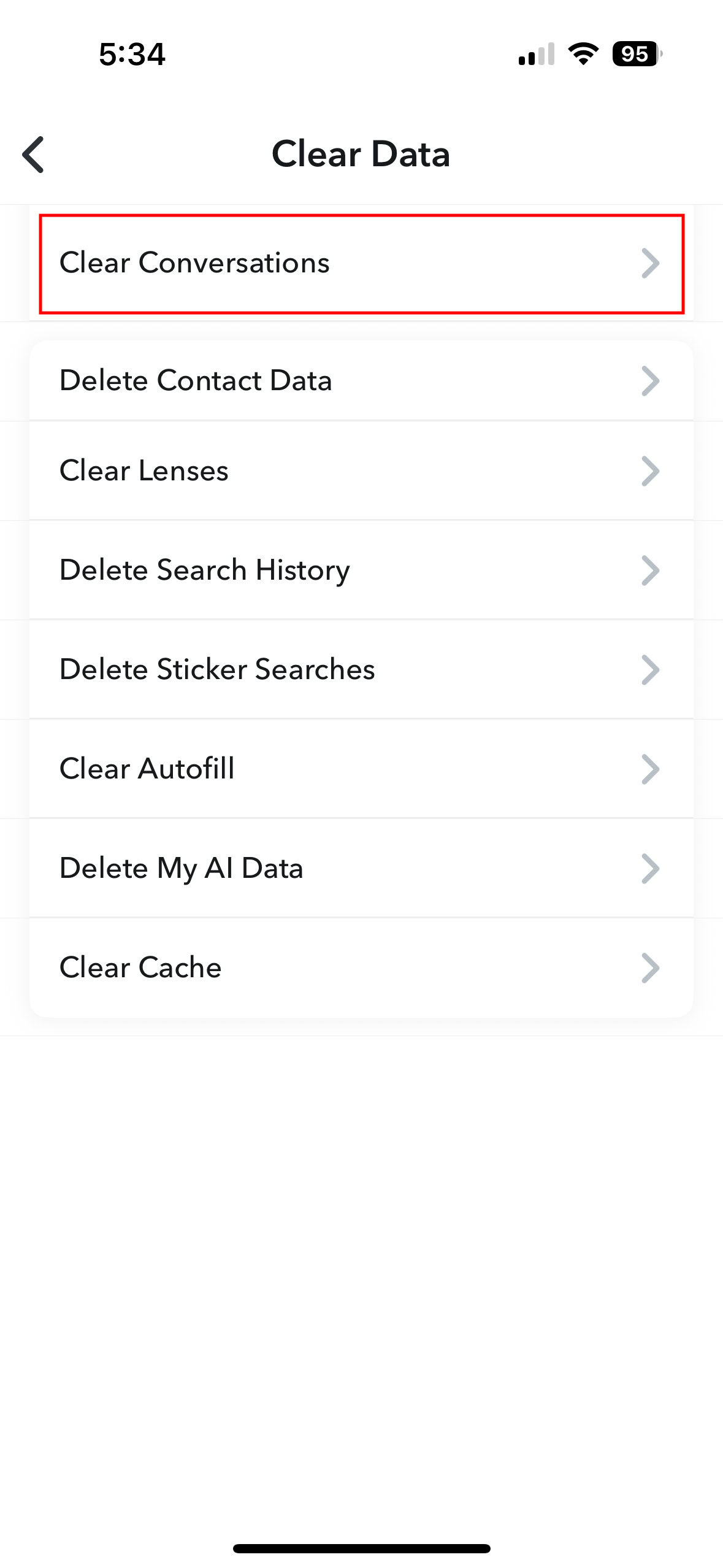 How to clear a conversation on Snapchat for iPhone 4