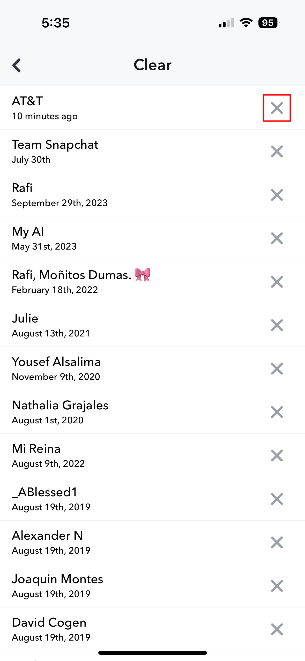 How to clear a conversation on Snapchat for iPhone 5