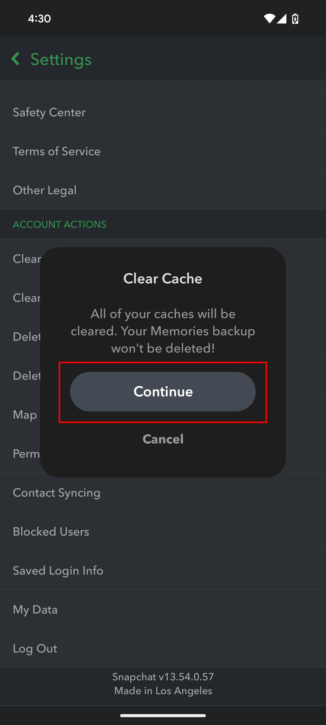 How to clear cache on Snapchat app 4