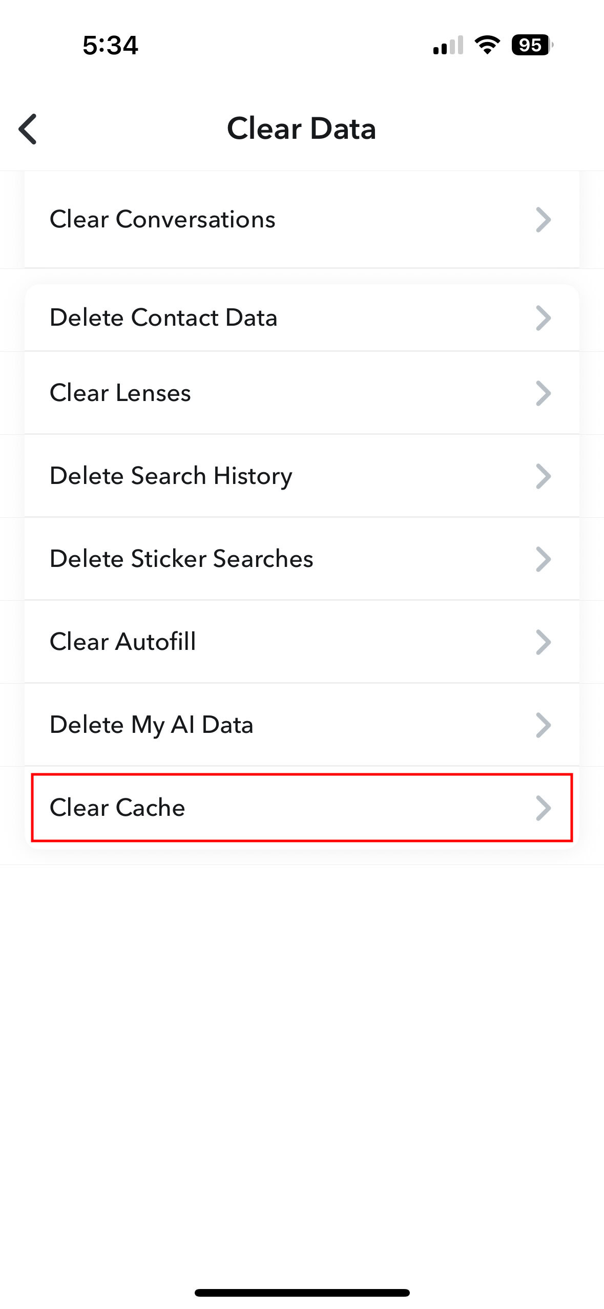 How to clear cache on Snapchat for iPhone 4