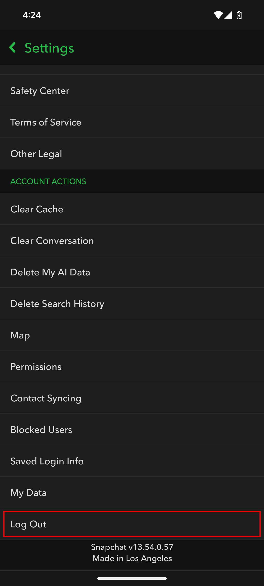 How to log out of Snapchat on Android 3
