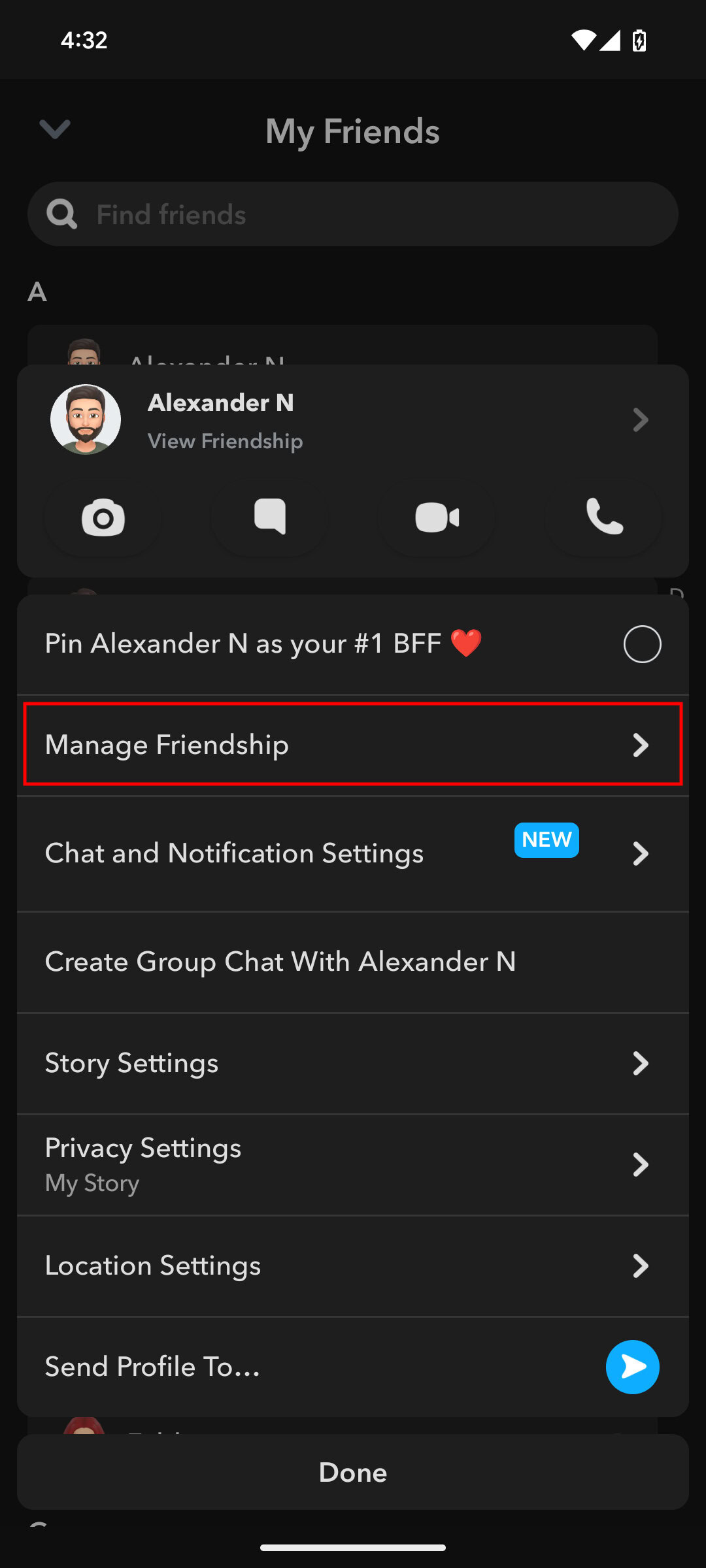 How to remove friend on Snapchat for Android 4