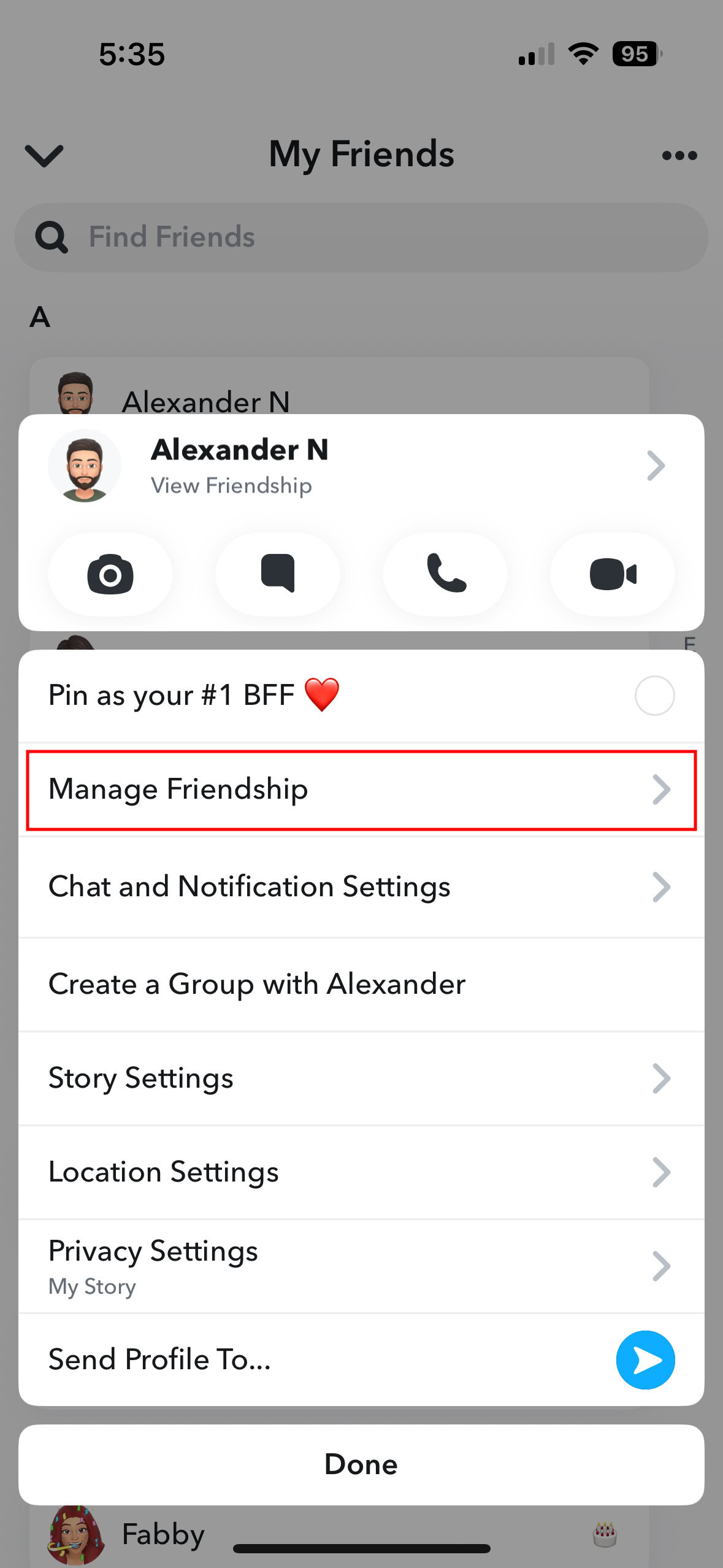 How to remove friend on Snapchat for iPhone 4