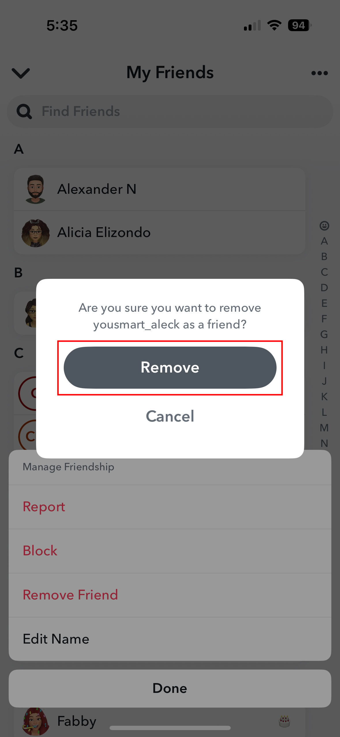 How to remove friend on Snapchat for iPhone 6