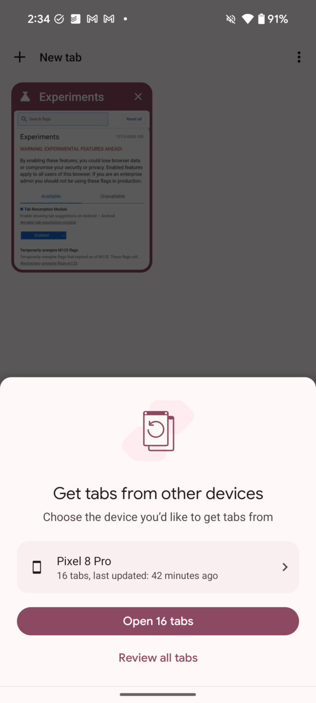 Chrome now lets you batch import your open tabs when switching phones