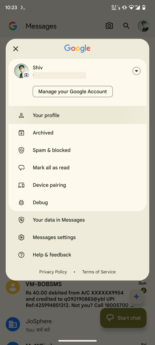 Text Message Profile Google Messages
