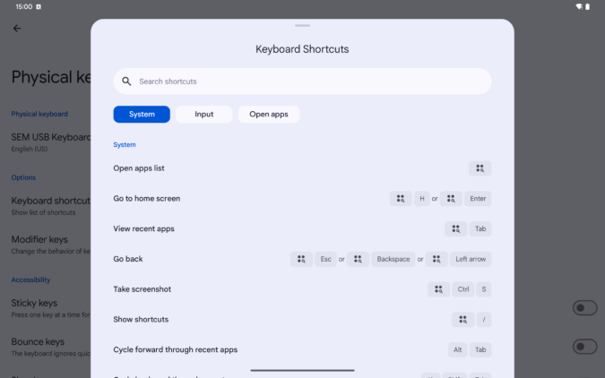 Android's keyboard shortcut menu is getting redesigned for tablets ...