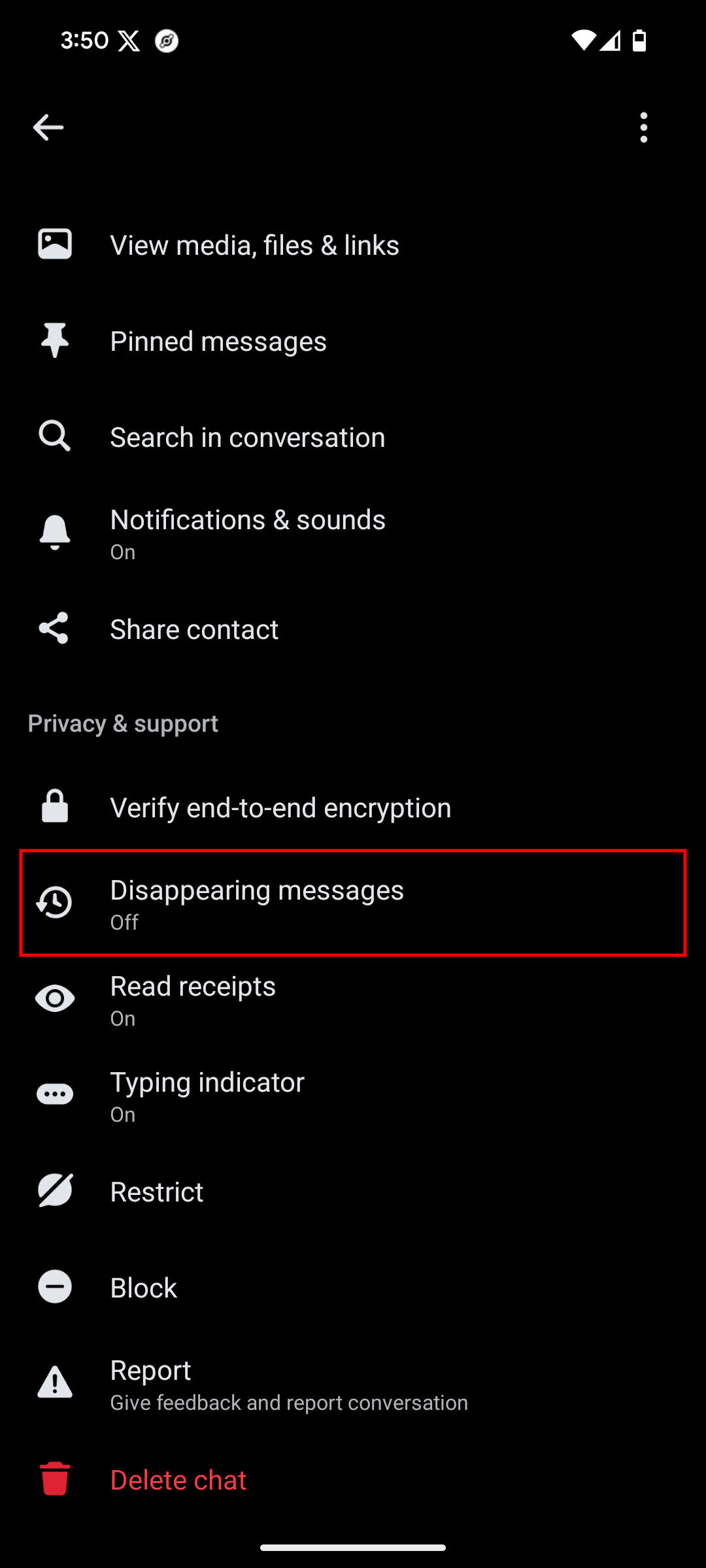 How to turn on Disappearing Messages on Messenger for Android 2