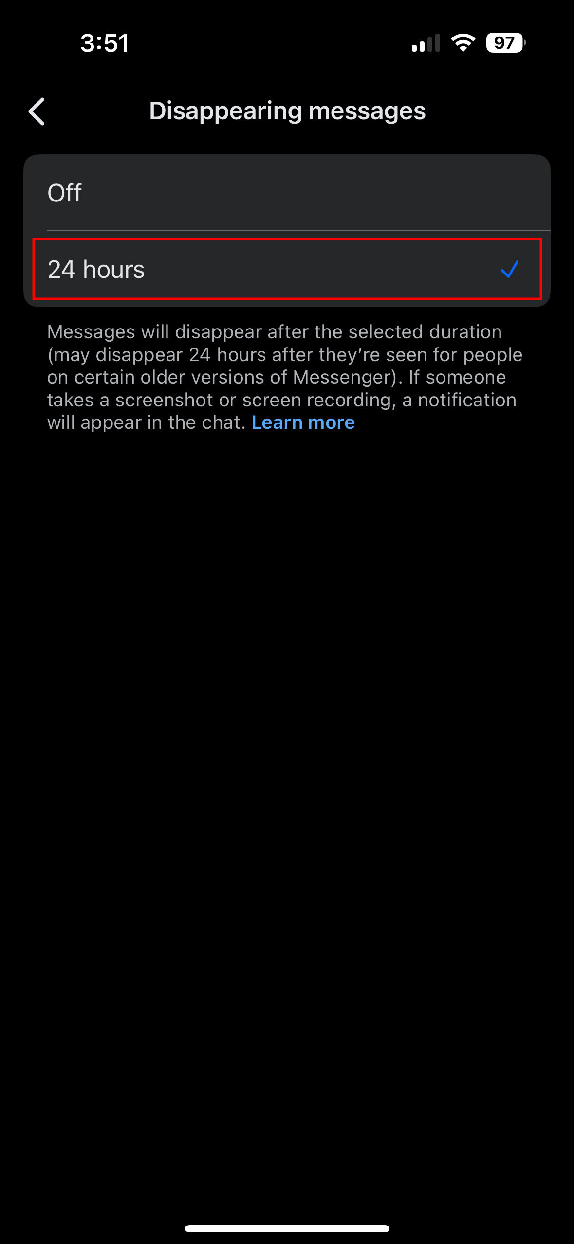 How to turn on Disappearing Messages on Messenger for iPhone 3