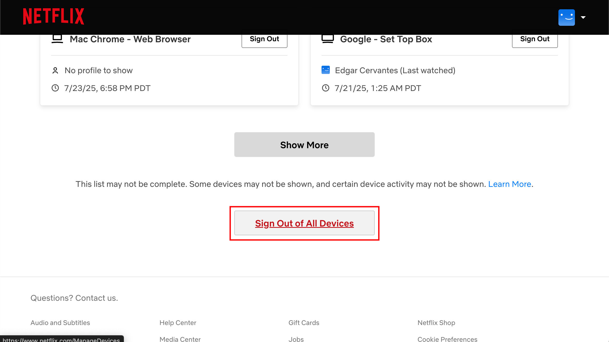 How to sign out of all devices on Netflix 2