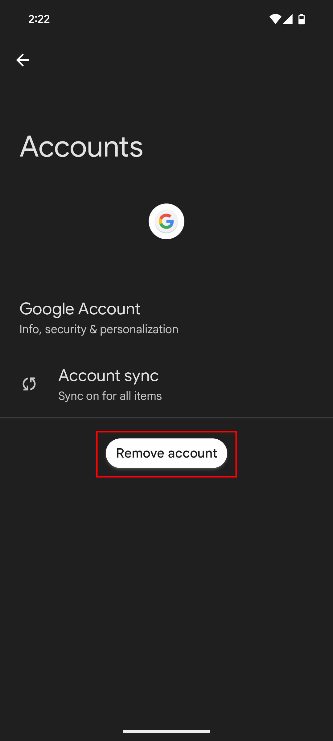 How to remove Google account on Android 16 3