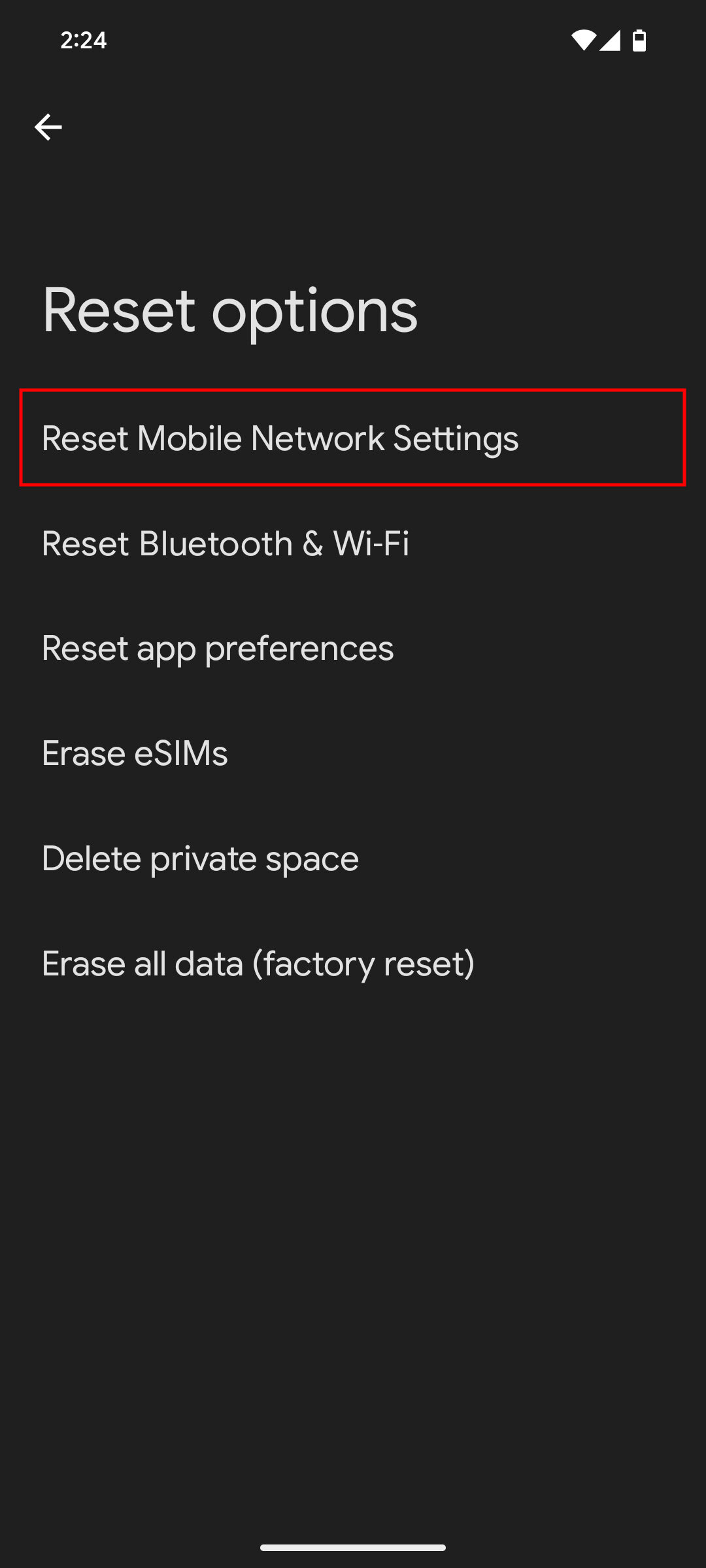 How to reset mobile network settings on Android 16 3