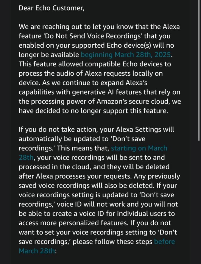 Your Amazon Echo is losing the ability to process Alexa commands on-device