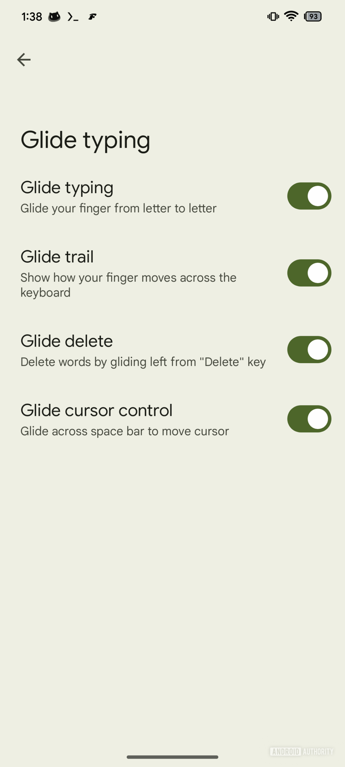 Glide typing text new