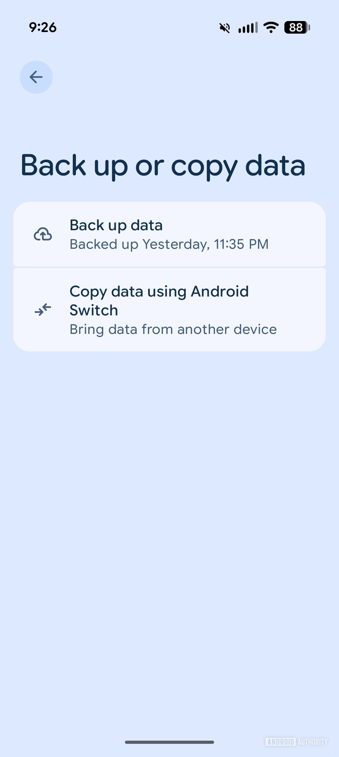 back up or copy data option on pixel 10 pro