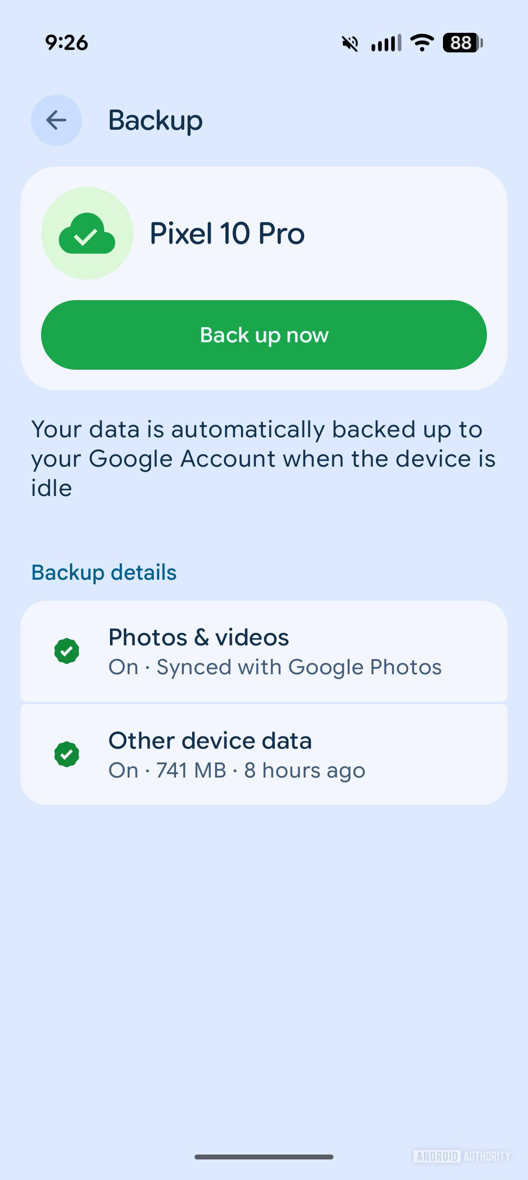 backup settings on pixel 10 pro