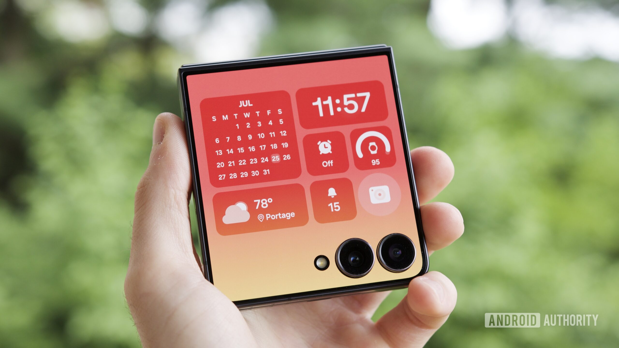 samsung galaxy z flip 7 cover screen hands on 6 Someone holding a Galaxy Z Flip 7 with its cover screen on.
