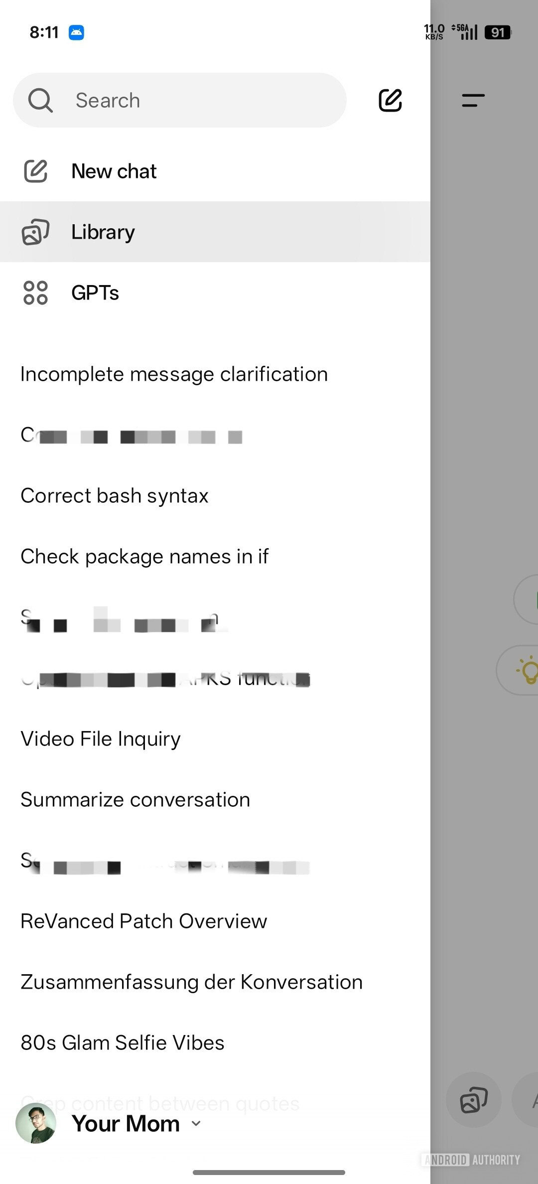 ChatGPT Library on Android app