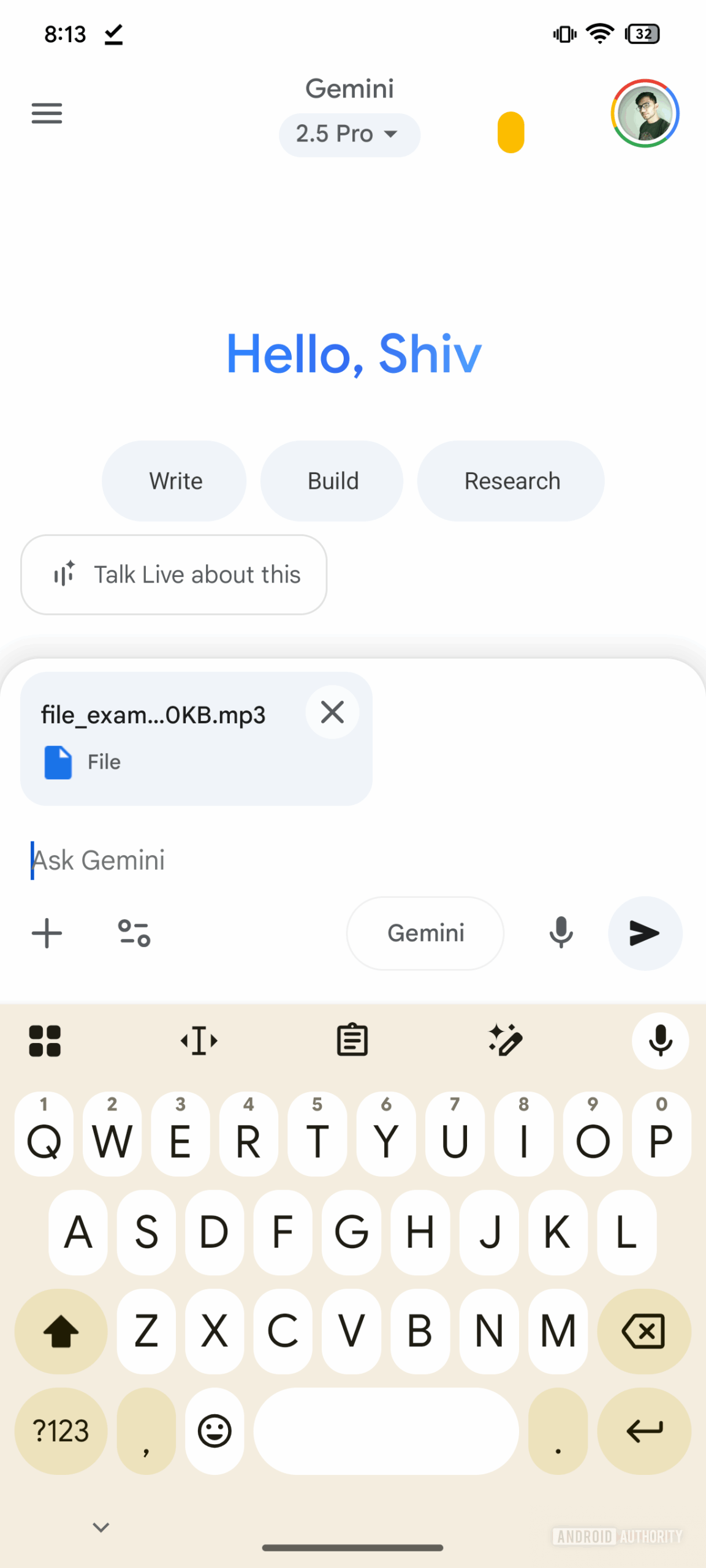 Gemini Android App Audio File Talk Live About This