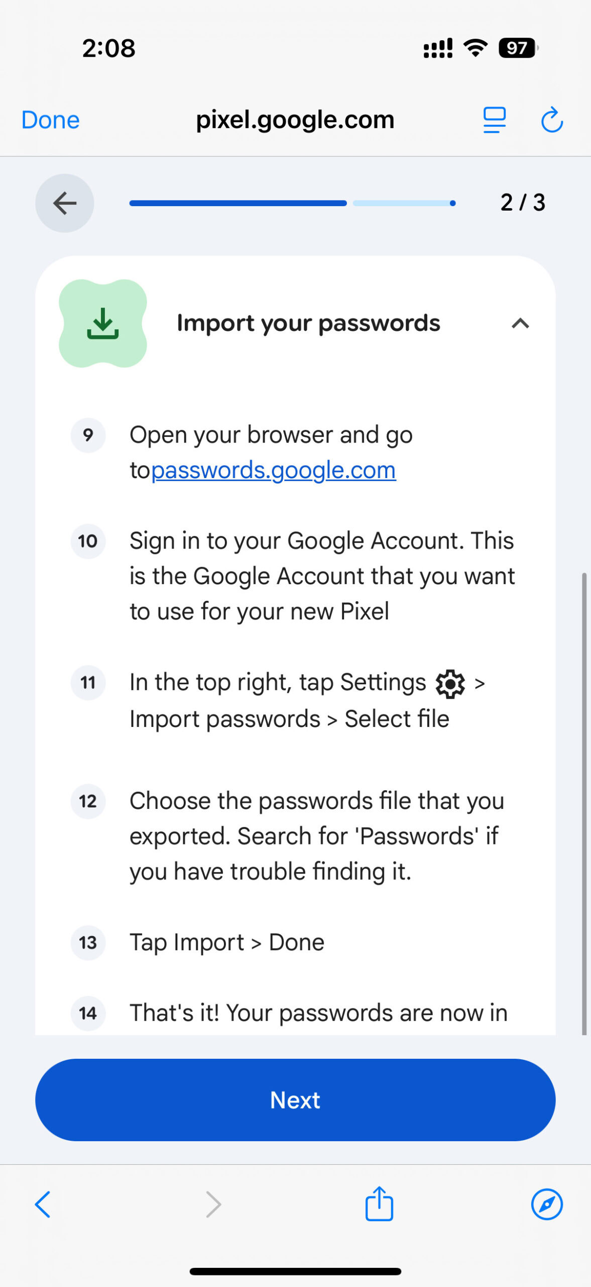 Google Head Start tool passwords 3