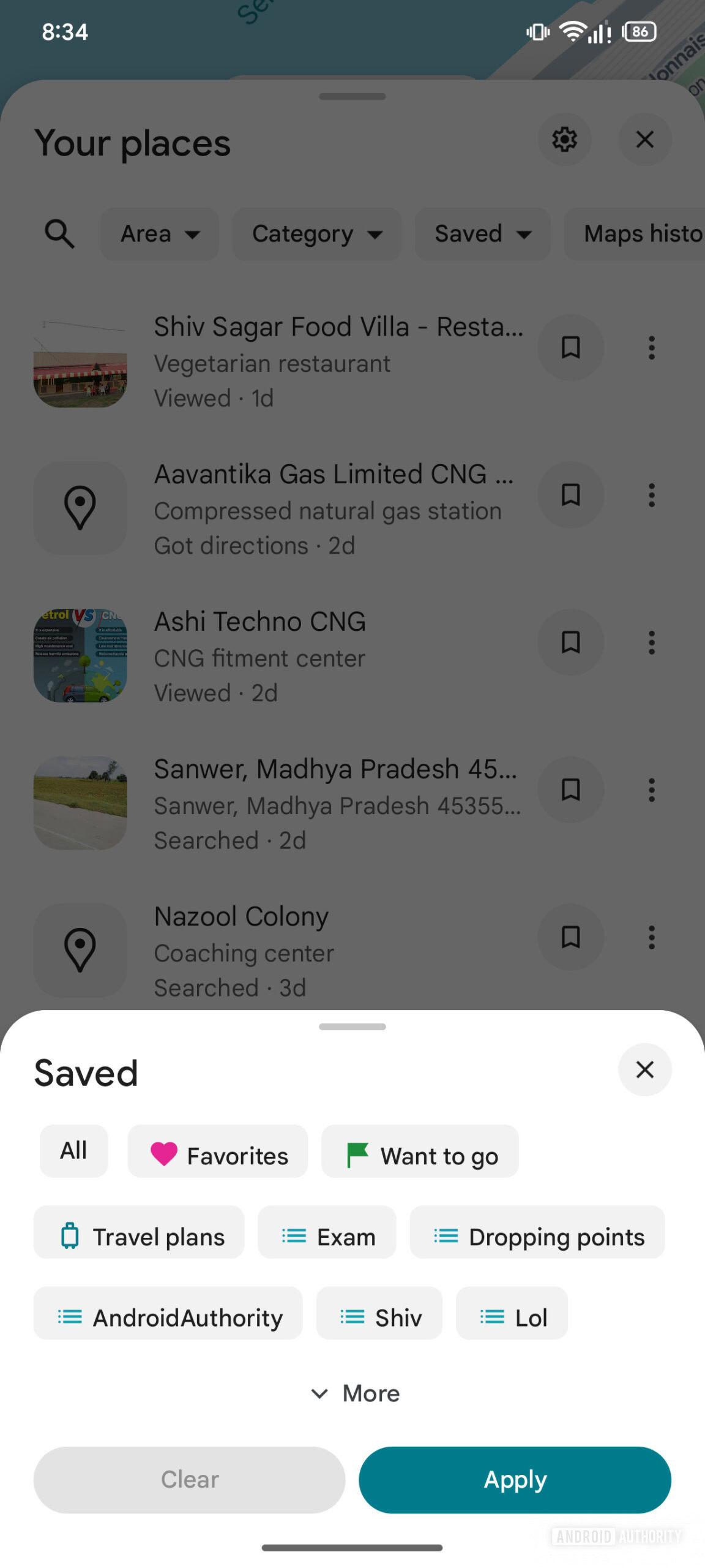 Google Maps Your recent places 3